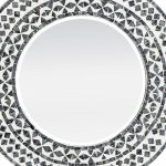 Homeroots - 24" Black And White Round Wood And Shell Framed Accent Mirror - Image 3