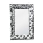 Homeroots - 36" Black And White Geometric Mosaic Capiz Shell Framed Accent Mirror - Image 2