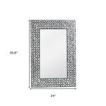 Homeroots - 36" Black And White Geometric Mosaic Capiz Shell Framed Accent Mirror - Image 5