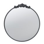Homeroots - 32" Black Crowned Top Iron Framed Accent Mirror - Image 2
