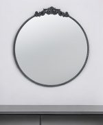 Homeroots - 32" Black Crowned Top Iron Framed Accent Mirror
