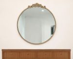 Homeroots - 32" Gold Crowned Top Iron Framed Accent Mirror