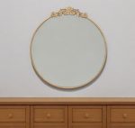 Homeroots - 39" Gold Crowned Top Iron Framed Accent Mirror