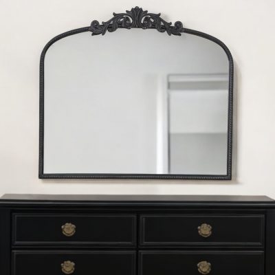 Homeroots - 31" Black Arch Iron Framed Accent Mirror