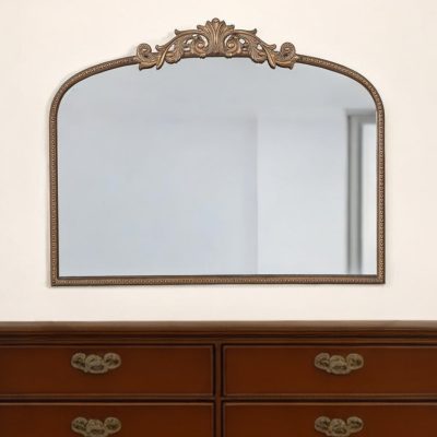 Homeroots - 31" Gold Arch Iron Framed Accent Mirror