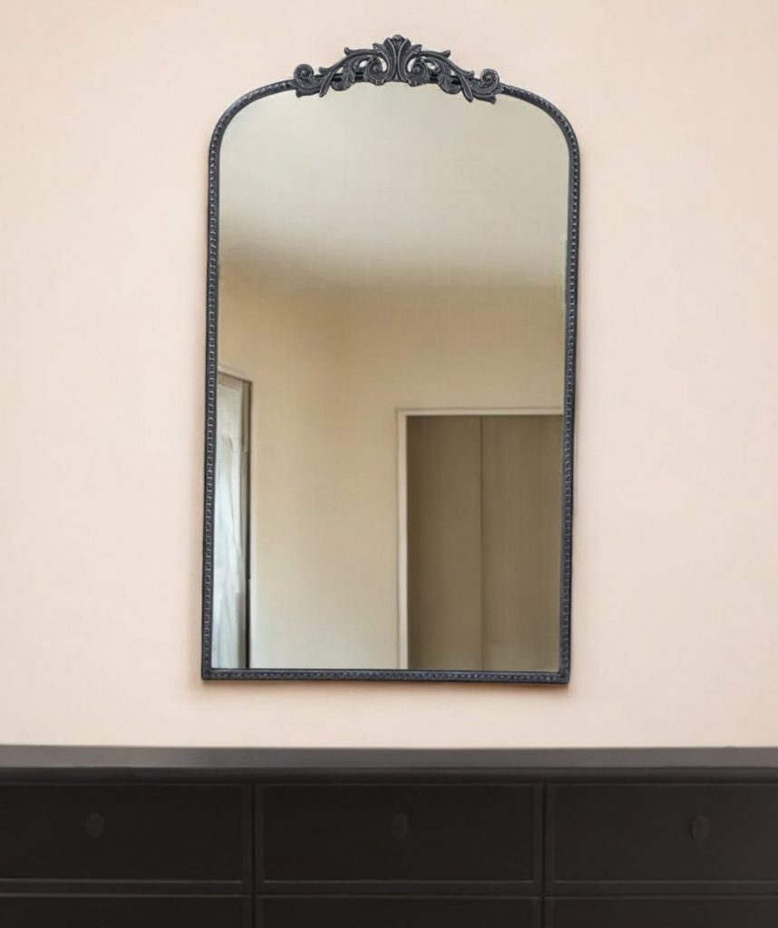 Homeroots - 42" Black Arch Iron Framed Accent Mirror