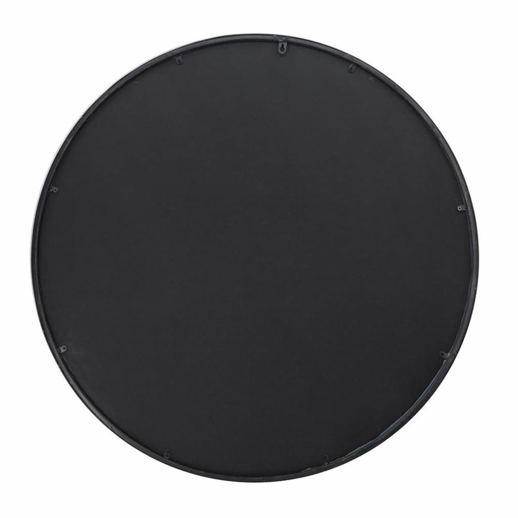 Homeroots - 36" Black Round Iron Framed Antiqued Glass Accent Mirror