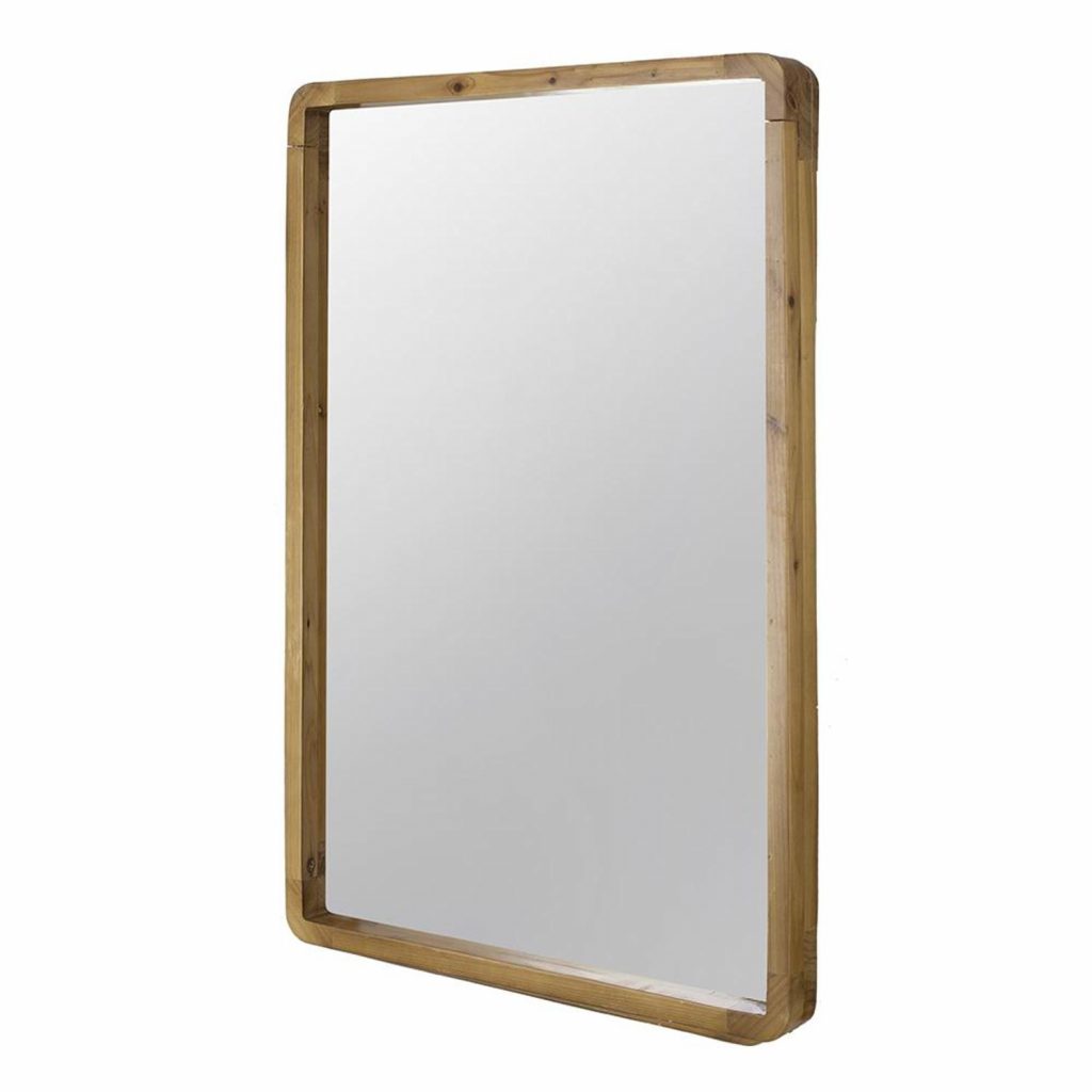 Homeroots - 35" Brown Solid Wood Framed Accent Mirror