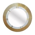 Homeroots - 36" Gold and White Round Aluminum Ribbed Edge Framed Accent Mirror - Image 2