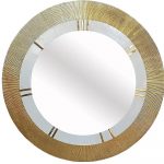 Homeroots - 36" Gold and White Round Aluminum Ribbed Edge Framed Accent Mirror - Image 4