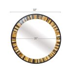 Homeroots - 32" Brown and Black Faux Stone Round Framed Accent Mirror - Image 5
