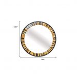 Homeroots - 32" Brown and Black Faux Stone Round Framed Accent Mirror - Image 4