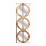 Homeroots - 14" Brown and Gold Aluminum and Wood Geometric Framed Accent Mirror - Image 3