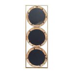 Homeroots - 14" Brown and Gold Aluminum and Wood Geometric Framed Accent Mirror - Image 4