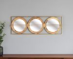 Homeroots - 14" Brown and Gold Aluminum and Wood Geometric Framed Accent Mirror