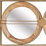 Homeroots - 14" Brown and Gold Aluminum and Wood Geometric Framed Accent Mirror - Image 6
