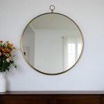 Homeroots - 34" Gold Round Iron Framed Accent Mirror