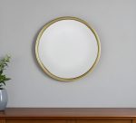 Homeroots - 15" Gold Round Iron Textured Framed Accent Mirror