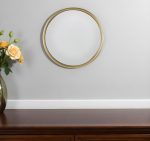Homeroots - 10" Gold Round Iron Textured Framed Accent Mirror