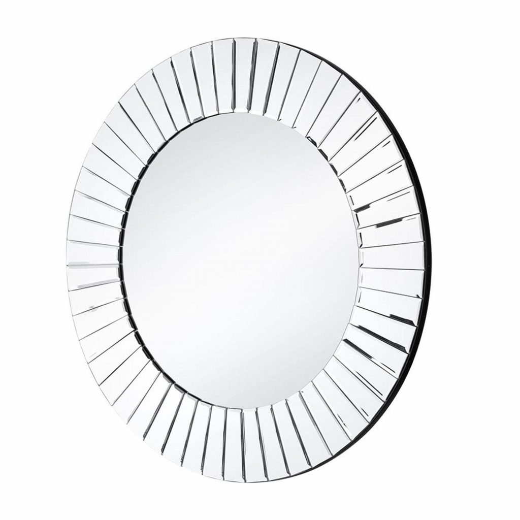 Homeroots - 24" Clear Round Beveled Glass Framed Accent Mirror
