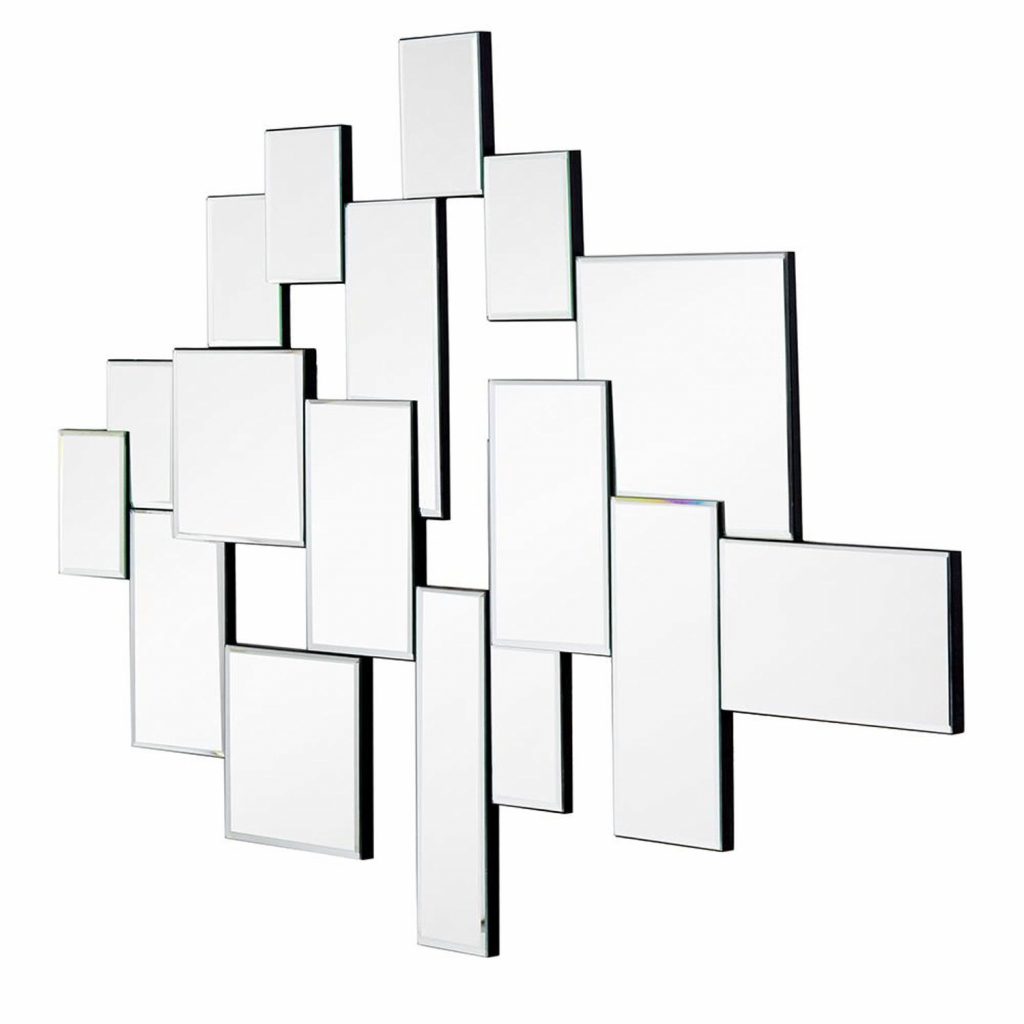 Homeroots - 30" Clear Abstract Glass Contemporary Panels Unframed Accent Mirror