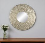 Homeroots - 31" Silver Round Dimensional Thick Frame Accent Mirror