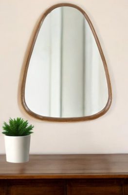 Homeroots - 37" Brown Abstract Wood Framed Accent Mirror