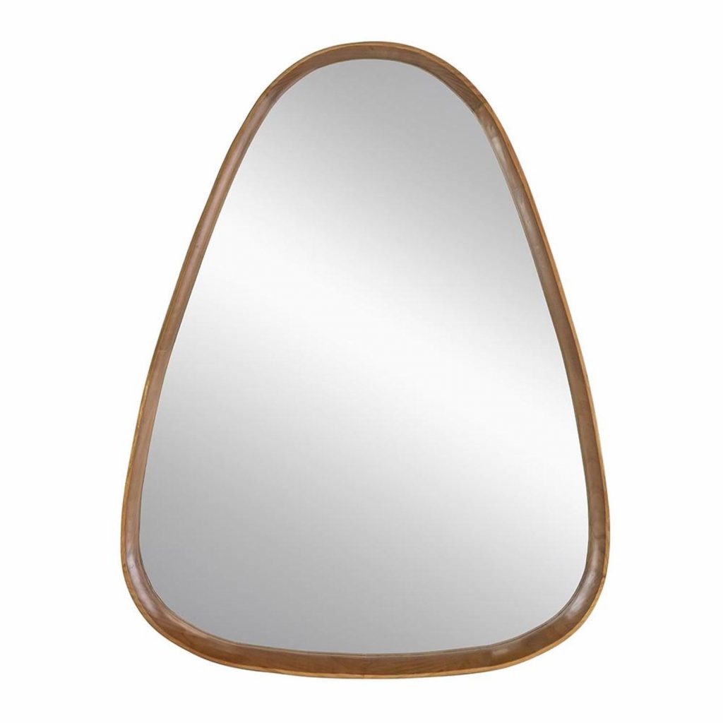 Homeroots - 37" Brown Abstract Wood Framed Accent Mirror