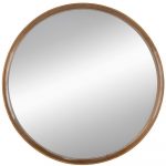 Homeroots - 32" Brown Round Wood Framed Accent Mirror - Image 4
