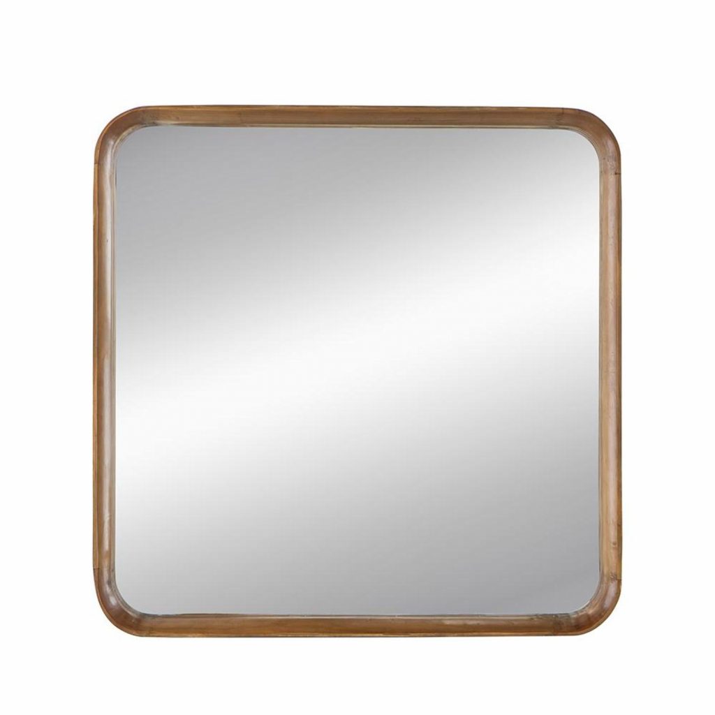 Homeroots - 32" Brown Square Wood Framed Accent Mirror