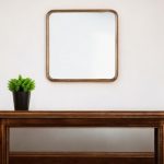Homeroots - 32" Brown Square Wood Framed Accent Mirror