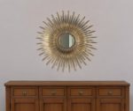 Homeroots - 28" Gold Sunburst Iron Framed Accent Mirror