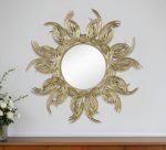 Homeroots - 37" Gold Abstract Sunburst Iron Framed Accent Mirror