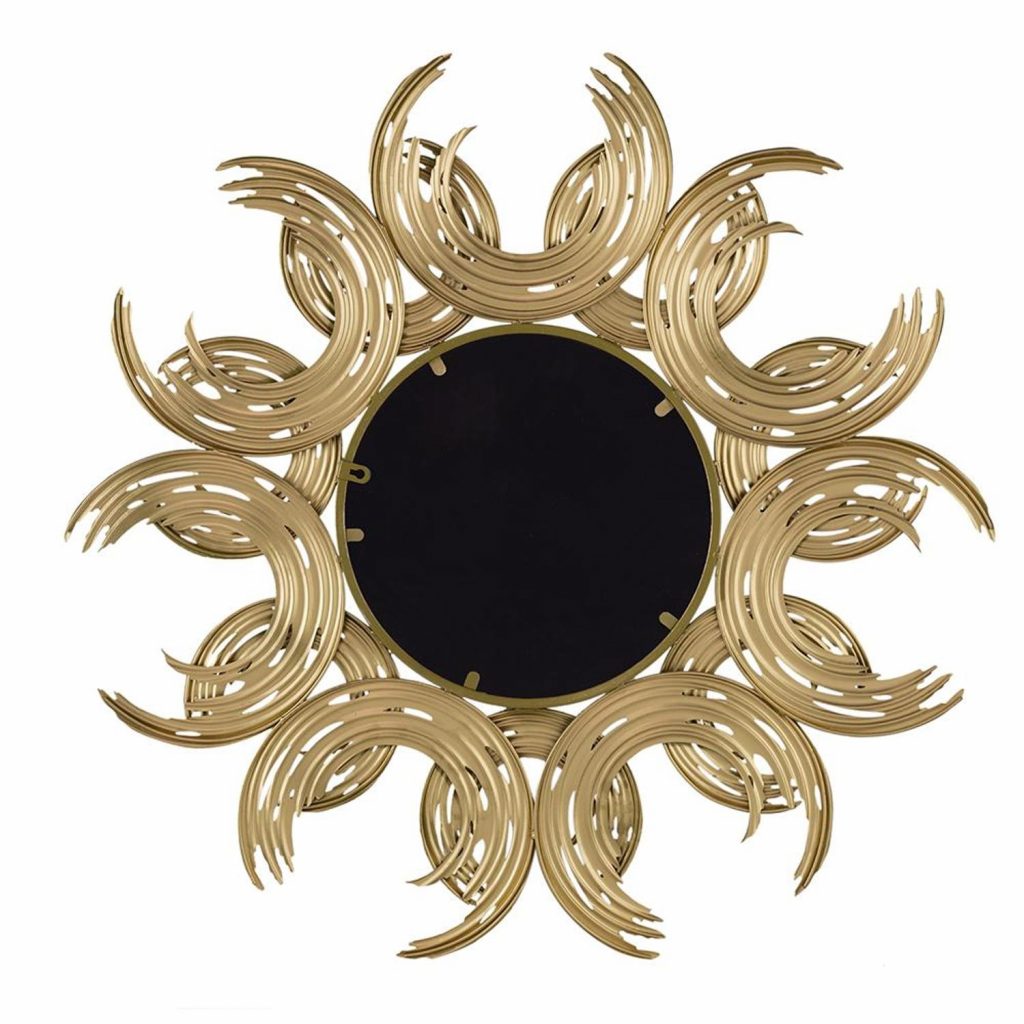 Homeroots - 37" Gold Abstract Sunburst Iron Framed Accent Mirror