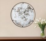 Homeroots - 32" Black Round Iron Framed Accent Mirror