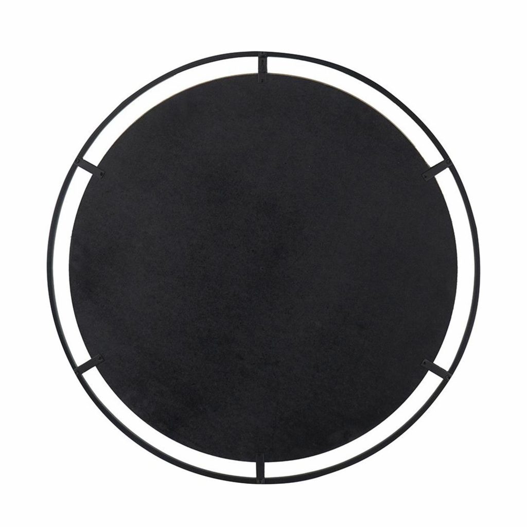 Homeroots - 32" Black Round Iron Framed Accent Mirror