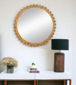 Homeroots - 34" Brown Abstract Wood Framed Accent Mirror