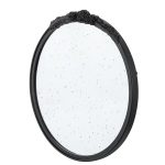 Homeroots - 30" Black Crowned Top Antiqued Glass Round Framed Accent Mirror - Image 5