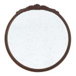 Homeroots - 30" Brown Crowned Top Antiqued Glass Framed Accent Mirror - Image 2