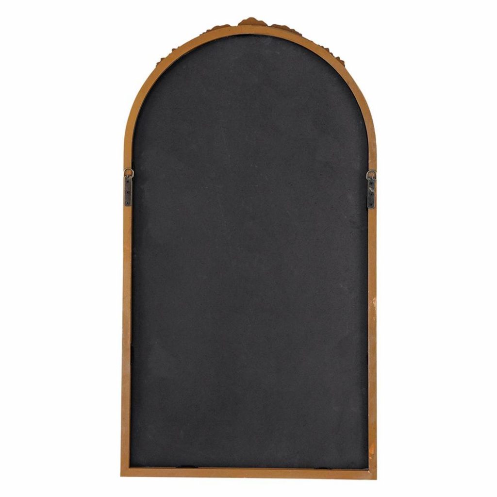 Homeroots - 42" Brown Crowned Top Antiqued Glass Arch Framed Accent Mirror