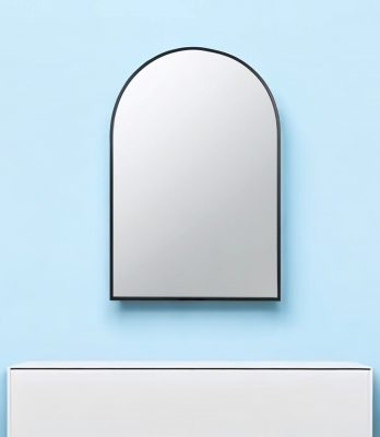 Homeroots - 36" Black Arch Metal Framed Accent Mirror