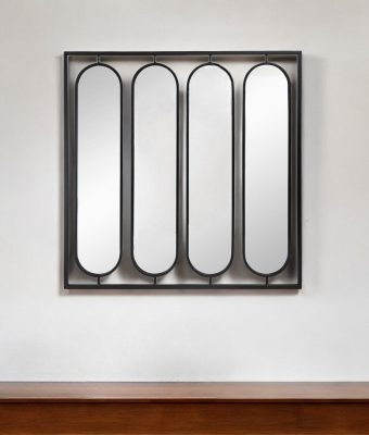 Homeroots - 36" Black Square Iron Framed Accent Mirror