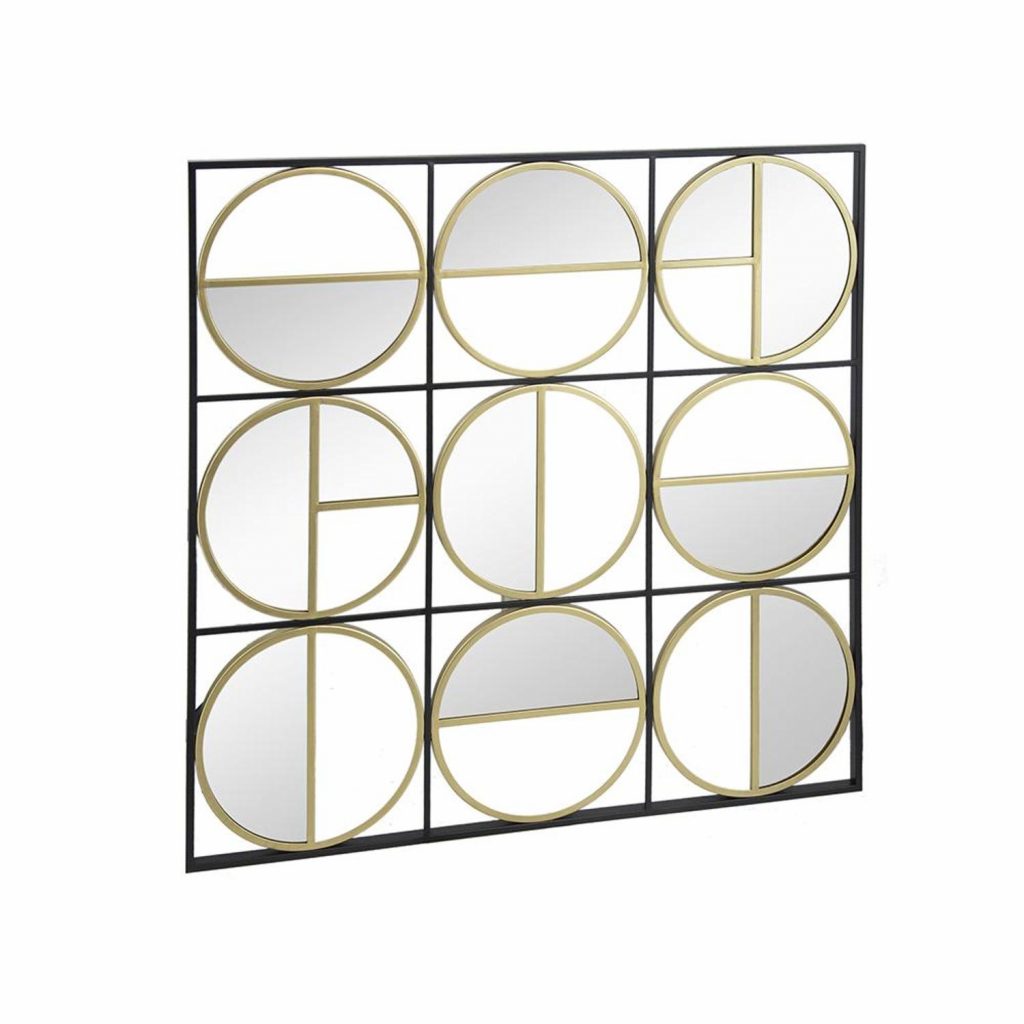 Homeroots - 36" Black and Gold Square Iron Framed Accent Mirror