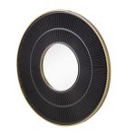 Homeroots - 32" Black And Gold Round Wood And Metal Framed Accent Mirror - Image 3