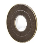 Homeroots - 32" Brown And Gold Round Wood And Metal Framed Accent Mirror - Image 4