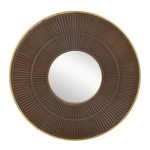 Homeroots - 32" Brown And Gold Round Wood And Metal Framed Accent Mirror - Image 5
