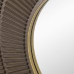 Homeroots - 32" Brown And Gold Round Wood And Metal Framed Accent Mirror - Image 7
