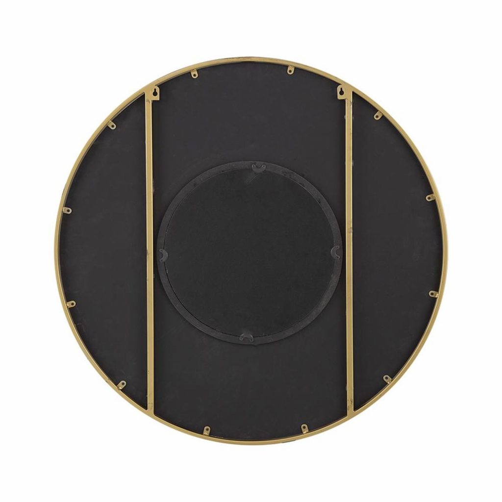 Homeroots - 32" Brown And Gold Round Wood And Metal Framed Accent Mirror
