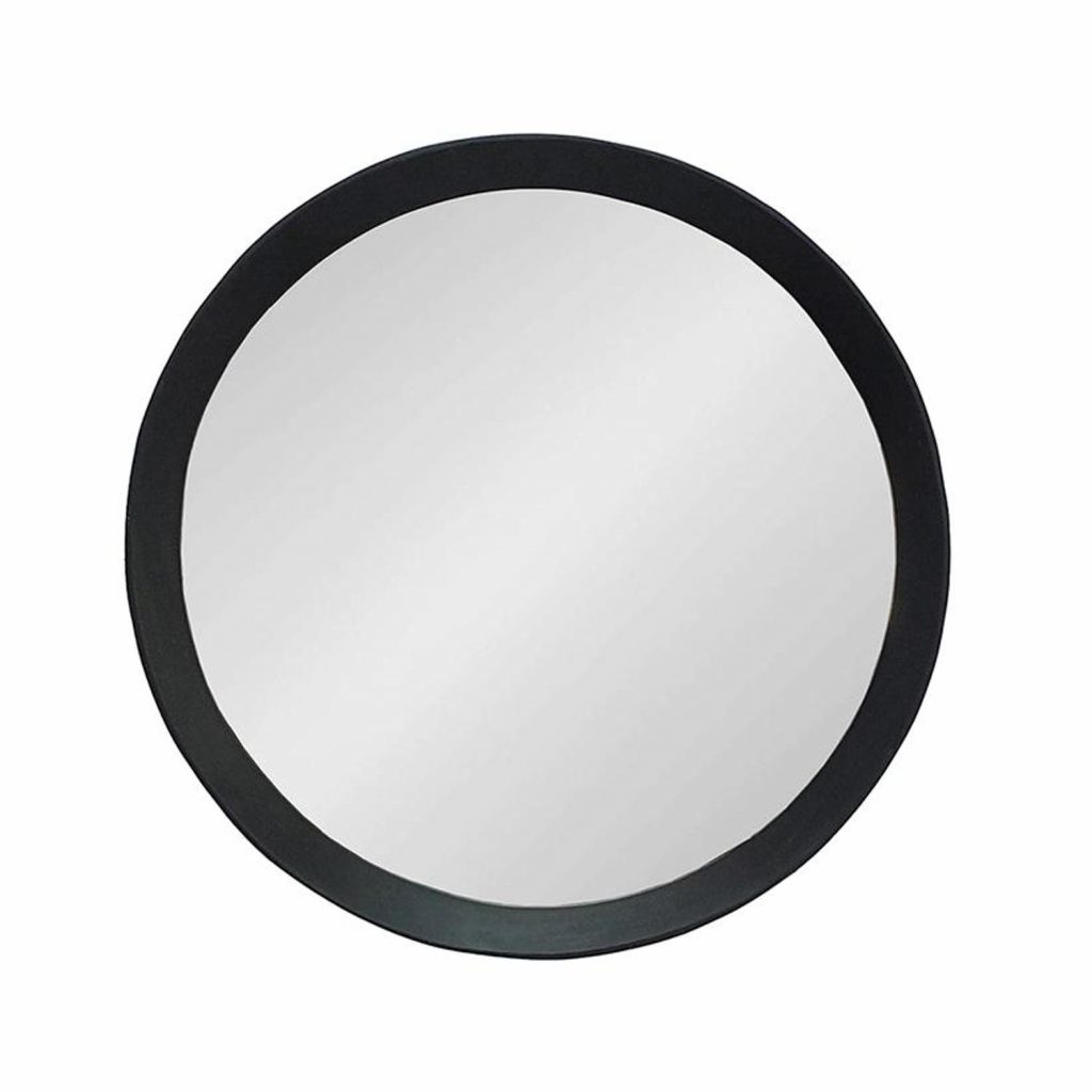 Homeroots - 20" Black Round Wood Framed Accent Mirror