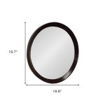 Homeroots - 20" Dark Brown Round Wood Framed Accent Mirror - Image 7
